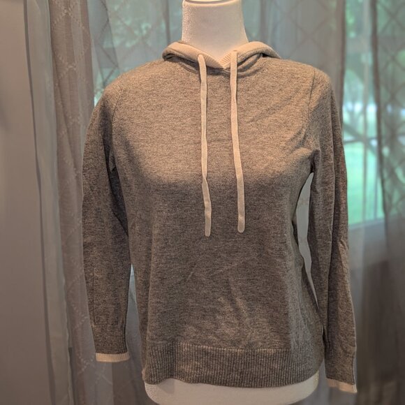 summersalt Tops - Summersalt Coziest Cashmere Blend Hoodie Wolf/White Sand‎ Small